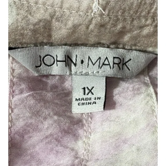 John Mark Tunic Top Women 1X Button Up Floral Long Line Boho Lightweight - Picture 4 of 9